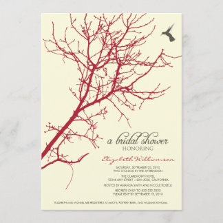 Tree Silhouette Bridal Shower Invitation (crimson)