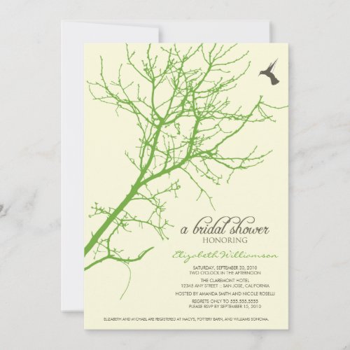Tree Silhouette Bridal Shower Invitation (lime)
