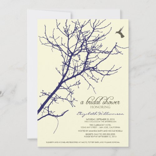 Tree Silhouette Bridal Shower Invitation (navy)