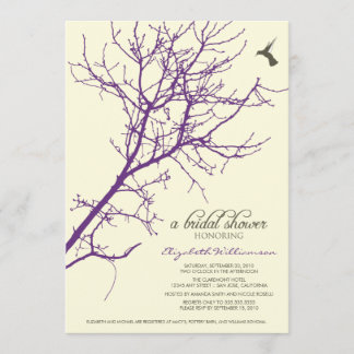 Tree Silhouette Bridal Shower Invitation (purple)