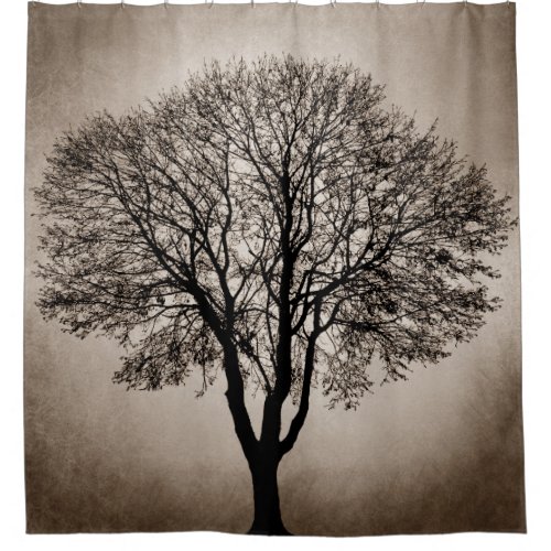 Tree Silhouette Brown Sepia Design 205 Shower Curtain