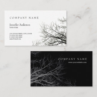 Tree Silhouette Creative Black White business card