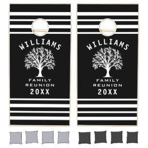 Tree Silhouette Family Reunion Summer Vacation Cornhole Set