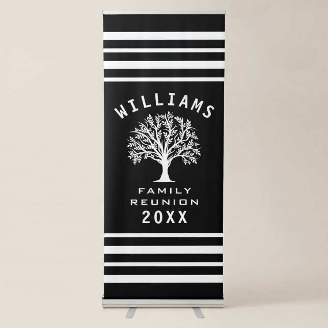 Tree Silhouette Family Reunion Summer Vacation Retractable Banner (Front)