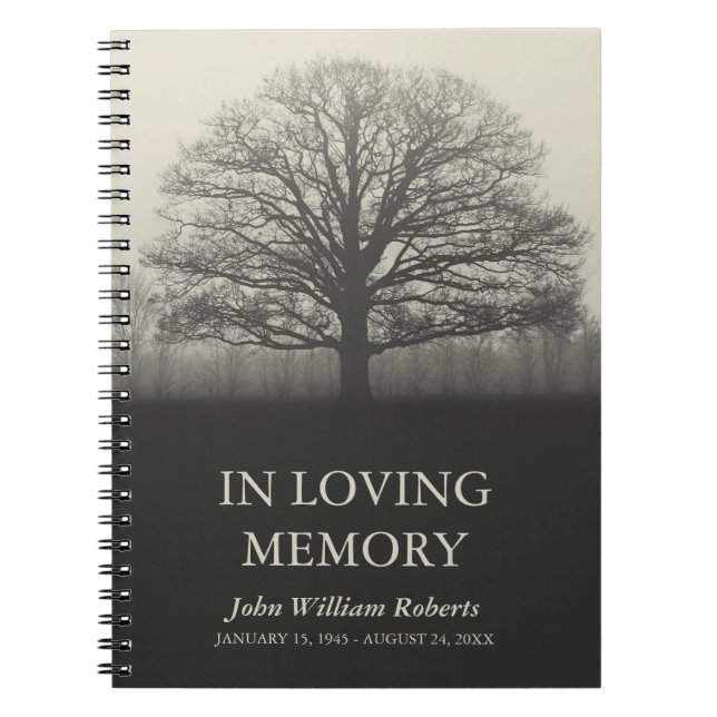 Tree Silhouette In Loving Memory Guestbook Notebook (Front)