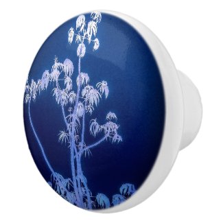 Tree Silhouette In Royal Blues Ceramic Pull