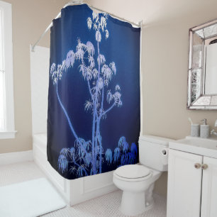 Tree Silhouette In Royal Blues Shower Curtain