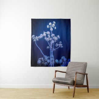 Tree Silhouette In Royal Blues Tapestry