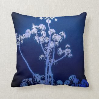 Tree Silhouette In Royal Blues Throw Pillow