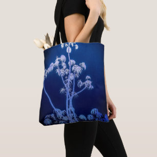 Tree Silhouette In Royal Blues Tote Bag