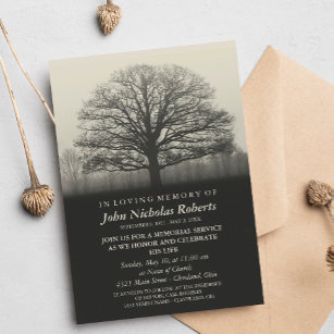 Tree Silhouette Memorial Service Invitation