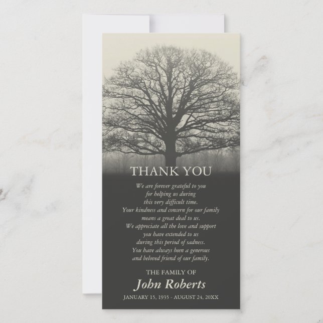 Tree Silhouette Memorial Service Thank You (Front)