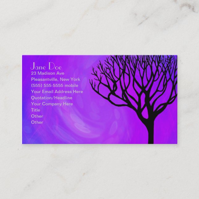 Tree Silhouette (Northern Lights) Business Card (Front)