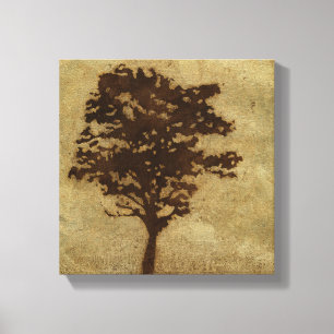 Tree Silhouette on Bronze Background Canvas Print