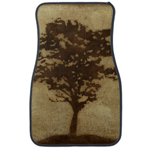 Tree Silhouette on Bronze Background Car Mat