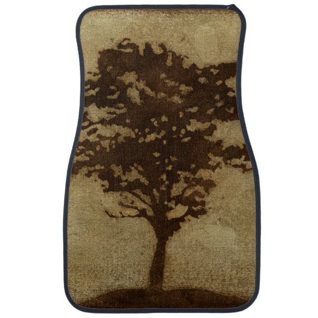 Tree Silhouette on Bronze Background Car Mat (Front)