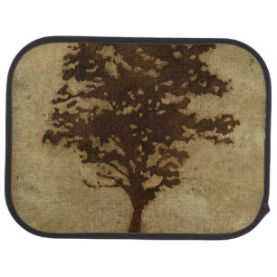 Tree Silhouette on Bronze Background Car Mat