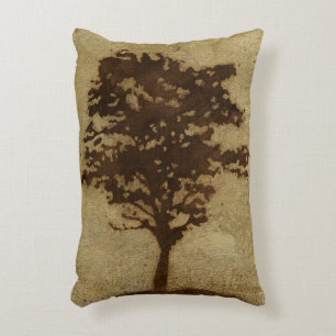 Tree Silhouette on Bronze Background Decorative Pillow