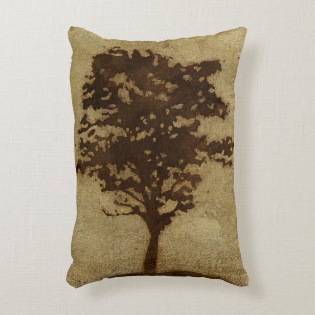 Tree Silhouette on Bronze Background Decorative Pillow (Front(Vertical))