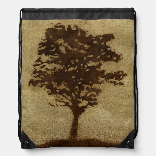Tree Silhouette on Bronze Background Drawstring Bag (Front)
