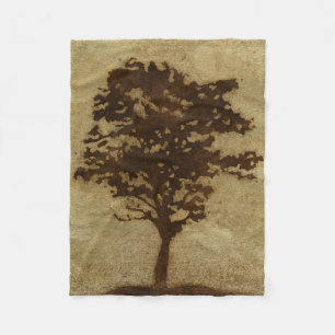 Tree Silhouette on Bronze Background Fleece Blanket