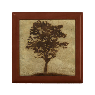 Tree Silhouette on Bronze Background Jewelry Box