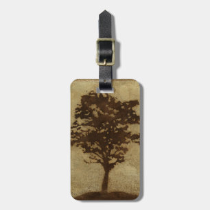 Tree Silhouette on Bronze Background Luggage Tag