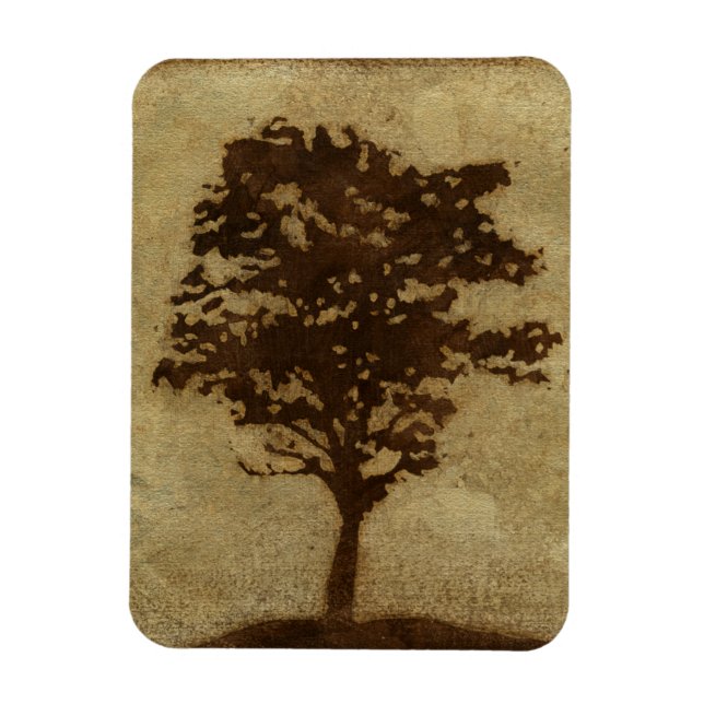 Tree Silhouette on Bronze Background Magnet (Vertical)