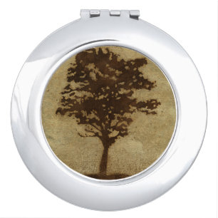 Tree Silhouette on Bronze Background Makeup Mirror