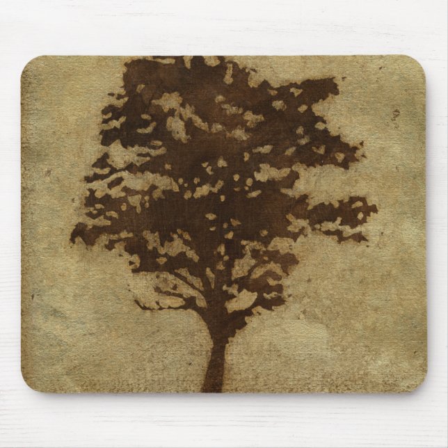 Tree Silhouette on Bronze Background Mouse Pad (Front)