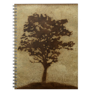 Tree Silhouette on Bronze Background Notebook