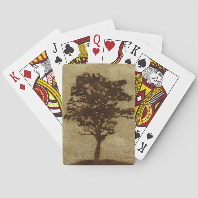 Tree Silhouette on Bronze Background Poker Cards (Back)