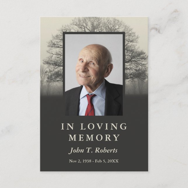 Tree Silhouette Photo Prayer Card (Front)