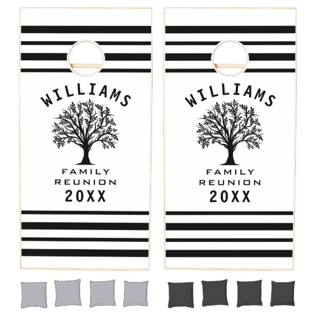 Tree Silhouette Summer Vacation Family Reunion Cornhole Set (Set)