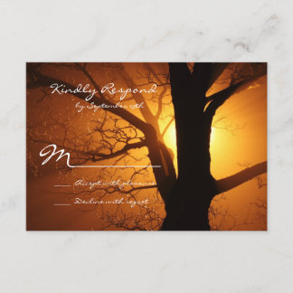 Tree Silhouette Sunset Country Wedding RSVP Cards