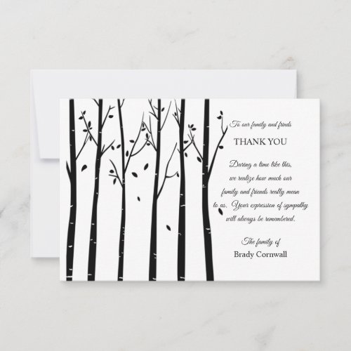 Tree Silhouette Sympathy Thank You Card