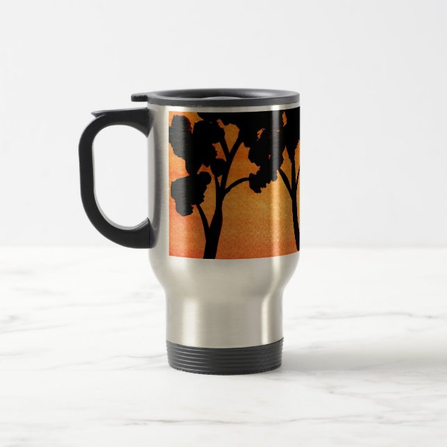 Tree Silhouette Watercolor Travel Mug (Left)