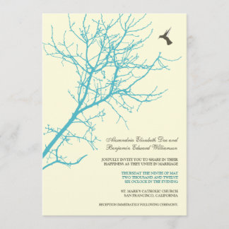 Tree Silhouette Wedding Invitation (aqua)
