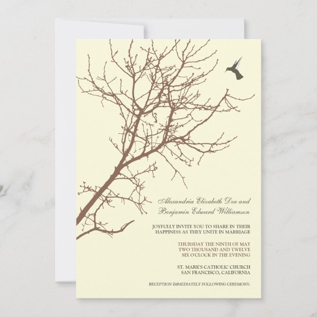 Tree Silhouette Wedding Invitation (chocolate) (Front)