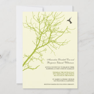 Tree Silhouette Wedding Invitation (lime green)