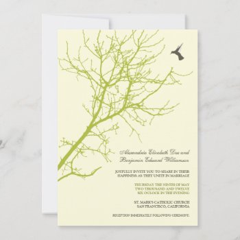 Tree Silhouette Wedding Invitation (lime Green) by TheWeddingShoppe at Zazzle