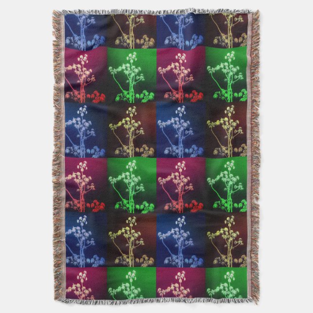 Tree Silhouettes in Four Seasons Throw Blanket (Front Vertical)