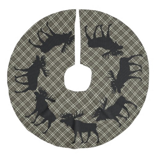 Tree skirt  Country Christmas brown plaid moose