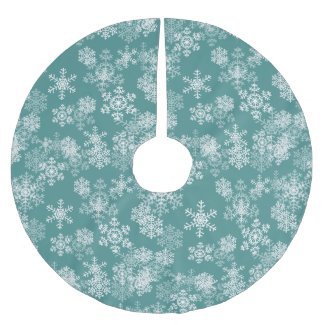 Tree Skirt-Snowflakes-Teal Brushed Polyester Tree Skirt