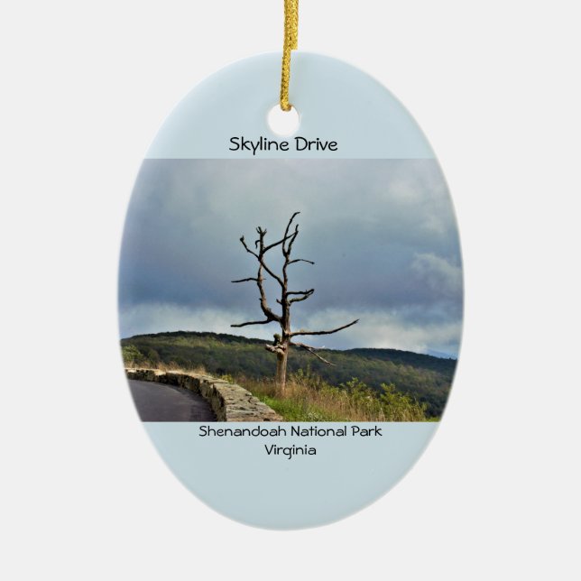 Tree Skyline Drive Ceramic Ornament (Front)