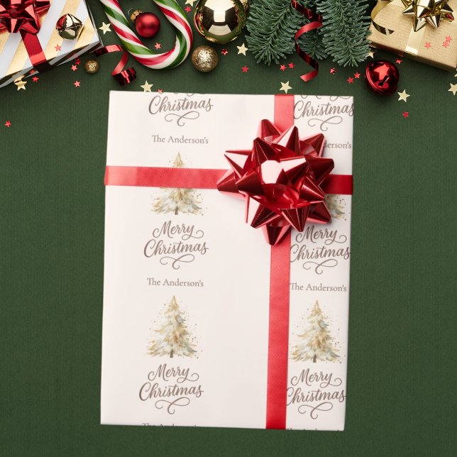 Tree snow cream mocha Christmas Wrapping Paper (Creator Uploaded)