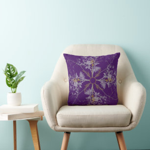 Tree Snowflake Purple Throw Pillow