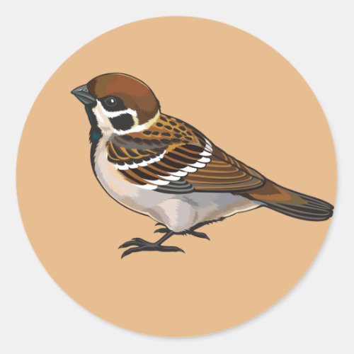 tree sparrow classic round sticker