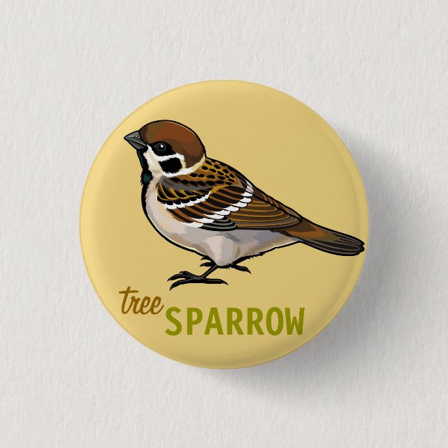 tree sparrow pinback button (Front)
