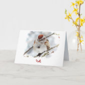 Tree Sparrow Thinking of You Card (Yellow Flower)
